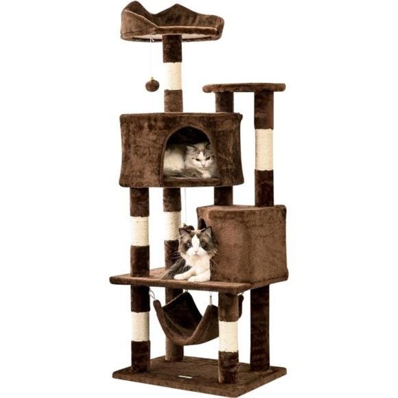 Cat Tree for Indoor Cats - Tall Multi-Level Cat Tower with Condo Brown